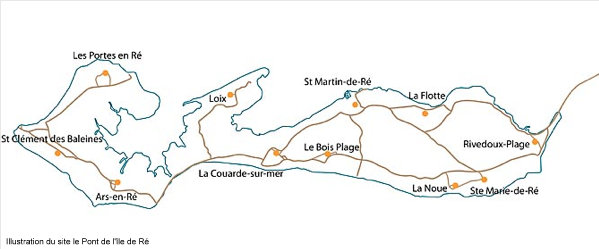 Carte de l'île de Ré - illustration du site internet Le Pont de l'île de Ré