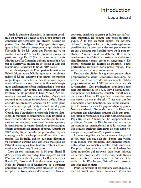 Introduction livre Histoire de l'île de Ré