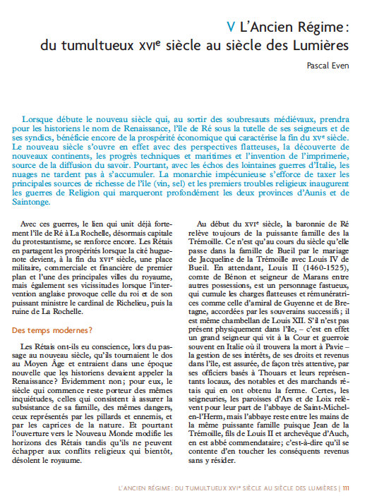 Chapitre IV - Livre Histoire de l'île de Ré