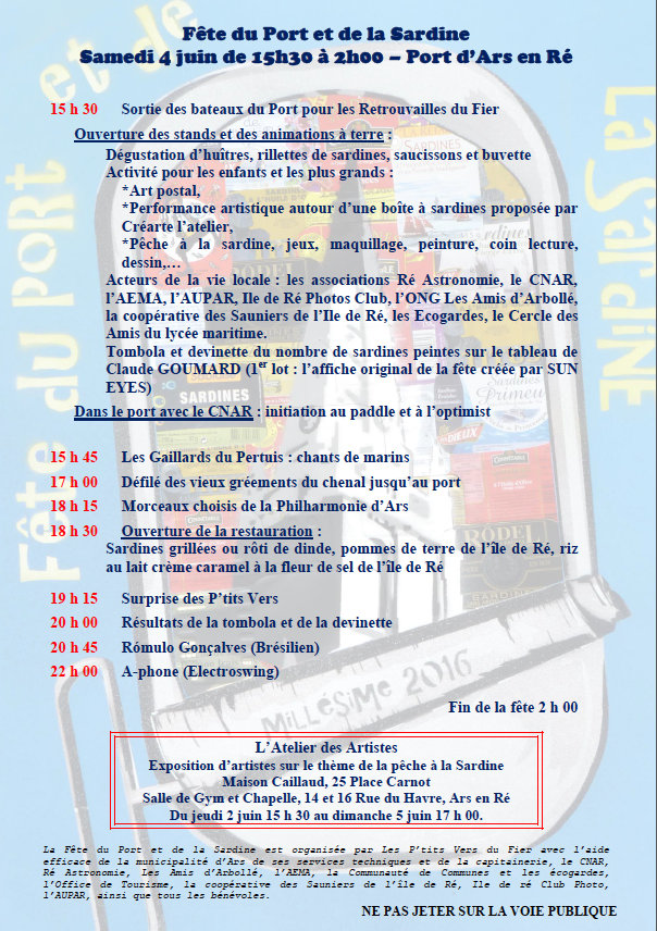 Programme de la Fête de la Sardine 2016 