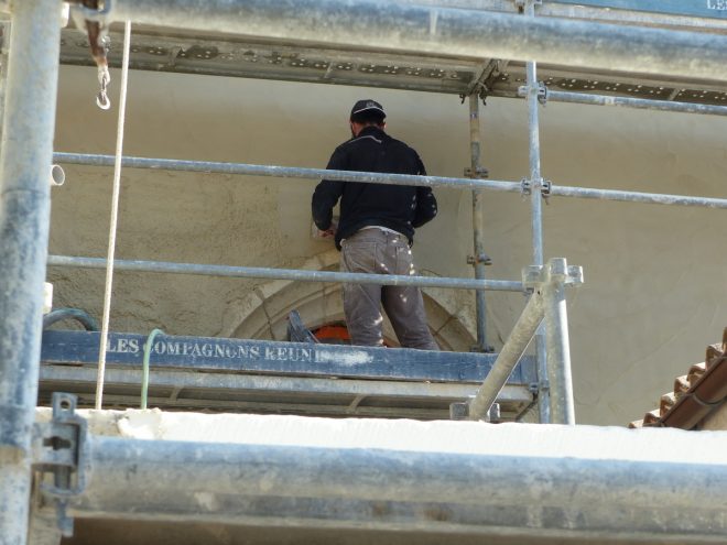 Ars-en-Ré - Travaux église - Chaulage des murs- 18 avril 2017
