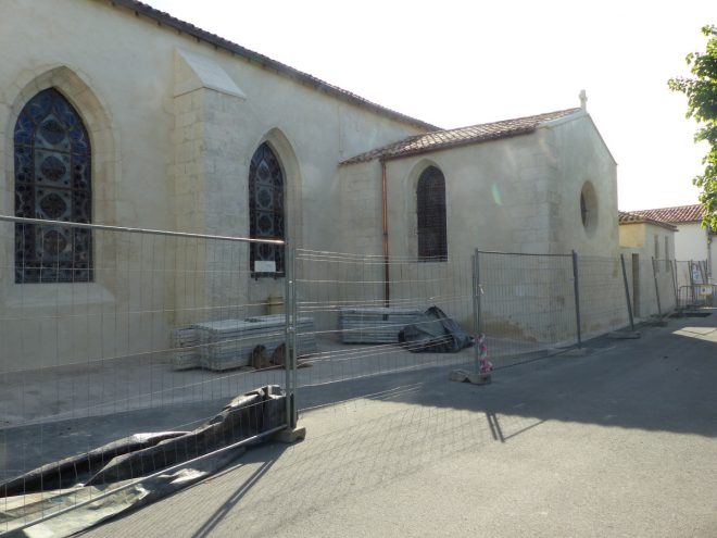 Ars-en-Ré - Travaux église - Etanchéité murs -15 mai 2017