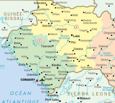 Carte de la Guinée - août 2017