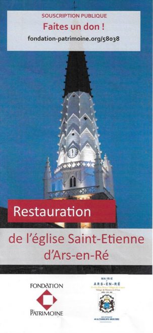 Ars-en-Ré - Eglise - Flyer Fondation du Patrimoine - Avril 2018