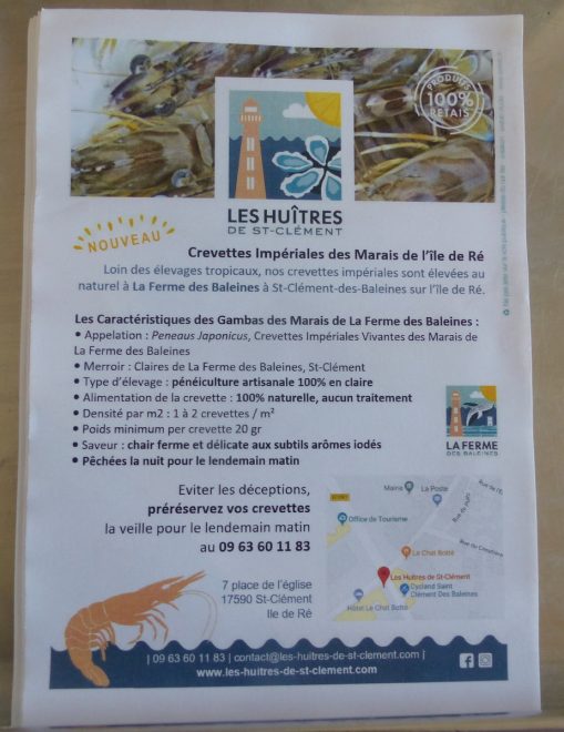Ferme des Baleines - Flyer gambas - août 2018