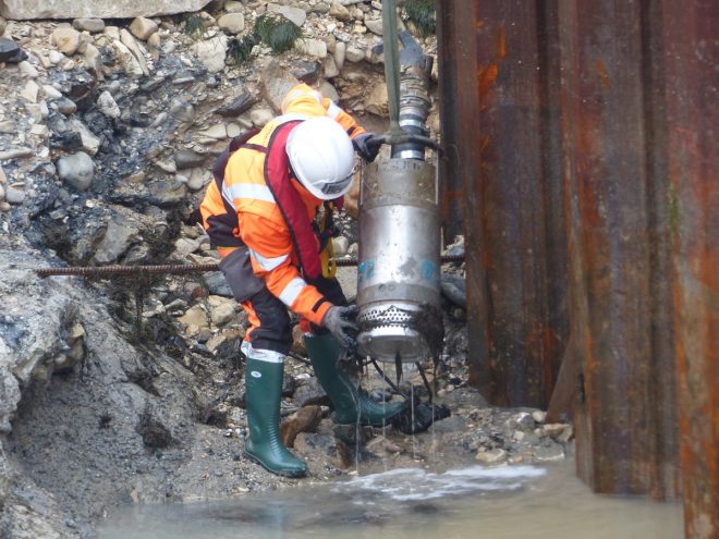 Rivedoux-Plage - Travaux digue - Pompage - 25 octobre 2018