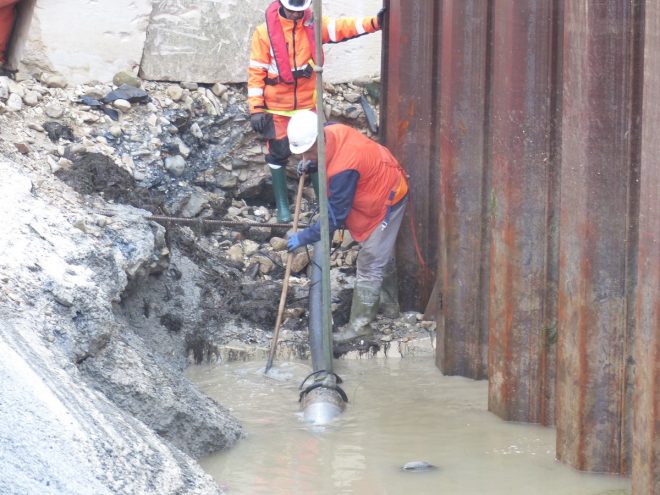 Rivedoux-Plage - Travaux digue - Pompage - 25 octobre 2018