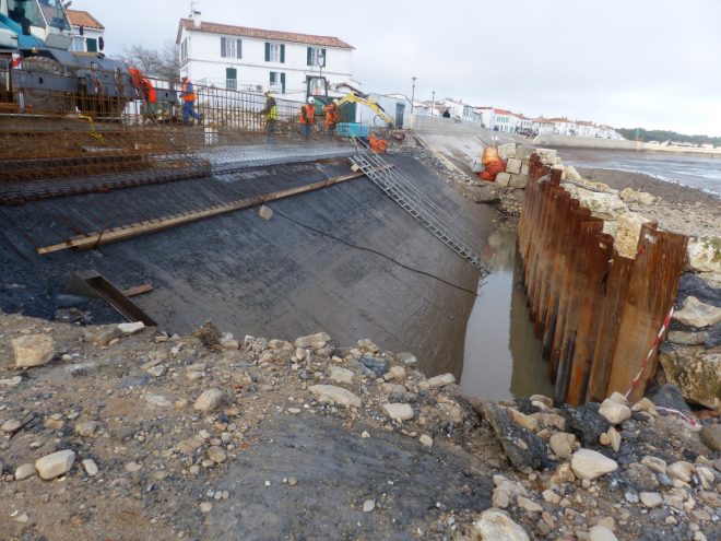 Rivedoux-Plage - Travaux digue - Devant le moulin - 8 novembre 2018