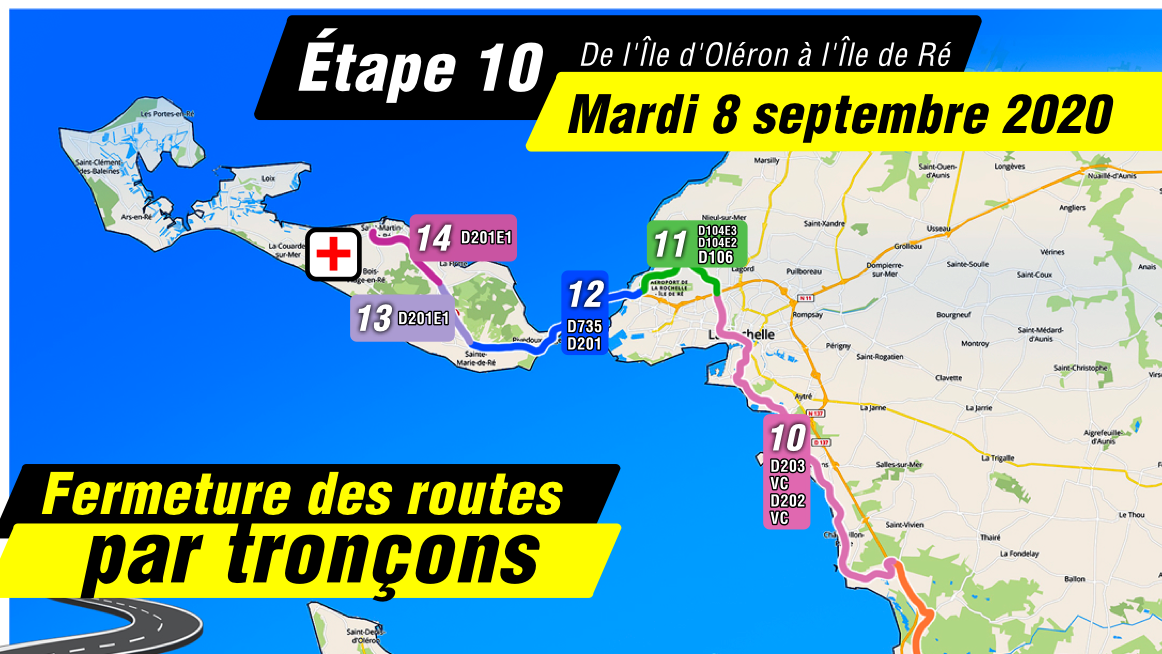 Ile de Ré - Tour de France - Routes empruntées - Septembre 2020