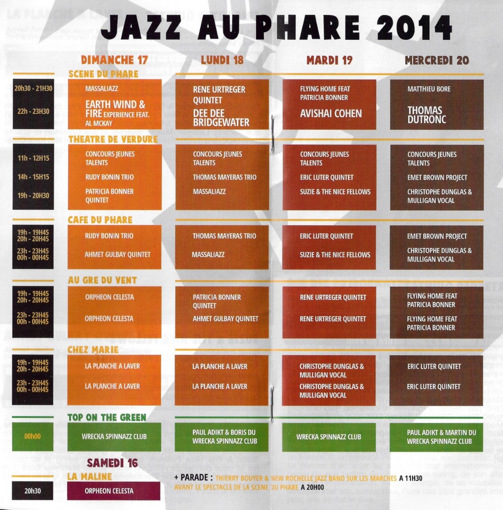 Programme Jazz au Phare 2014