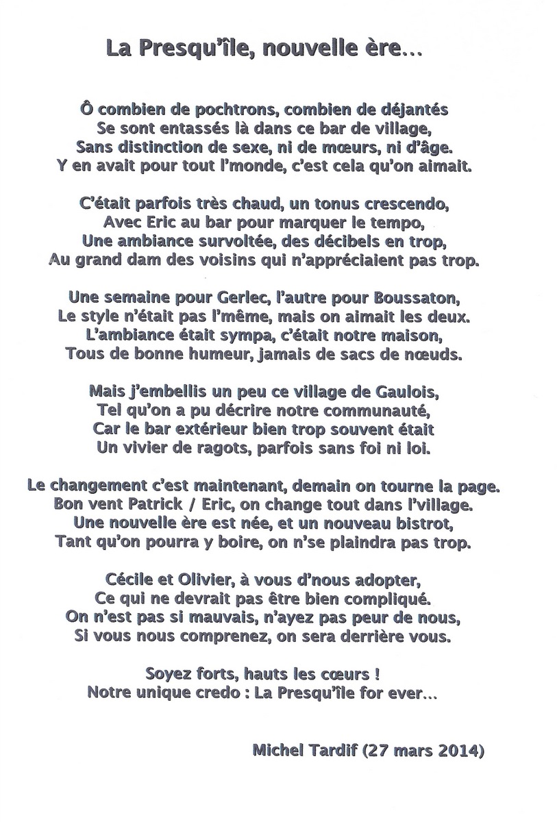 Poème de Michel Tardif